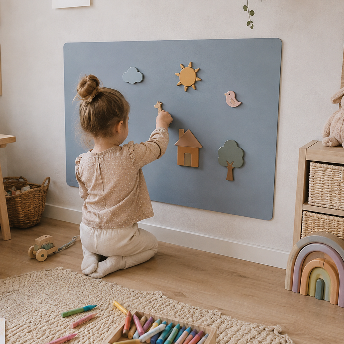 Magnetwand nach Maß für Kinderzimmer – magnetische Kreidewand in Wunschgröße, Montessori Boho Deko