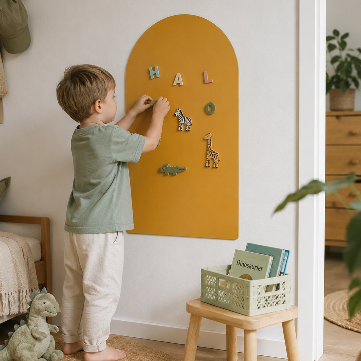 Magnetwand nach Maß für Kinderzimmer – magnetische Kreidewand in Wunschgröße, Montessori Boho Deko