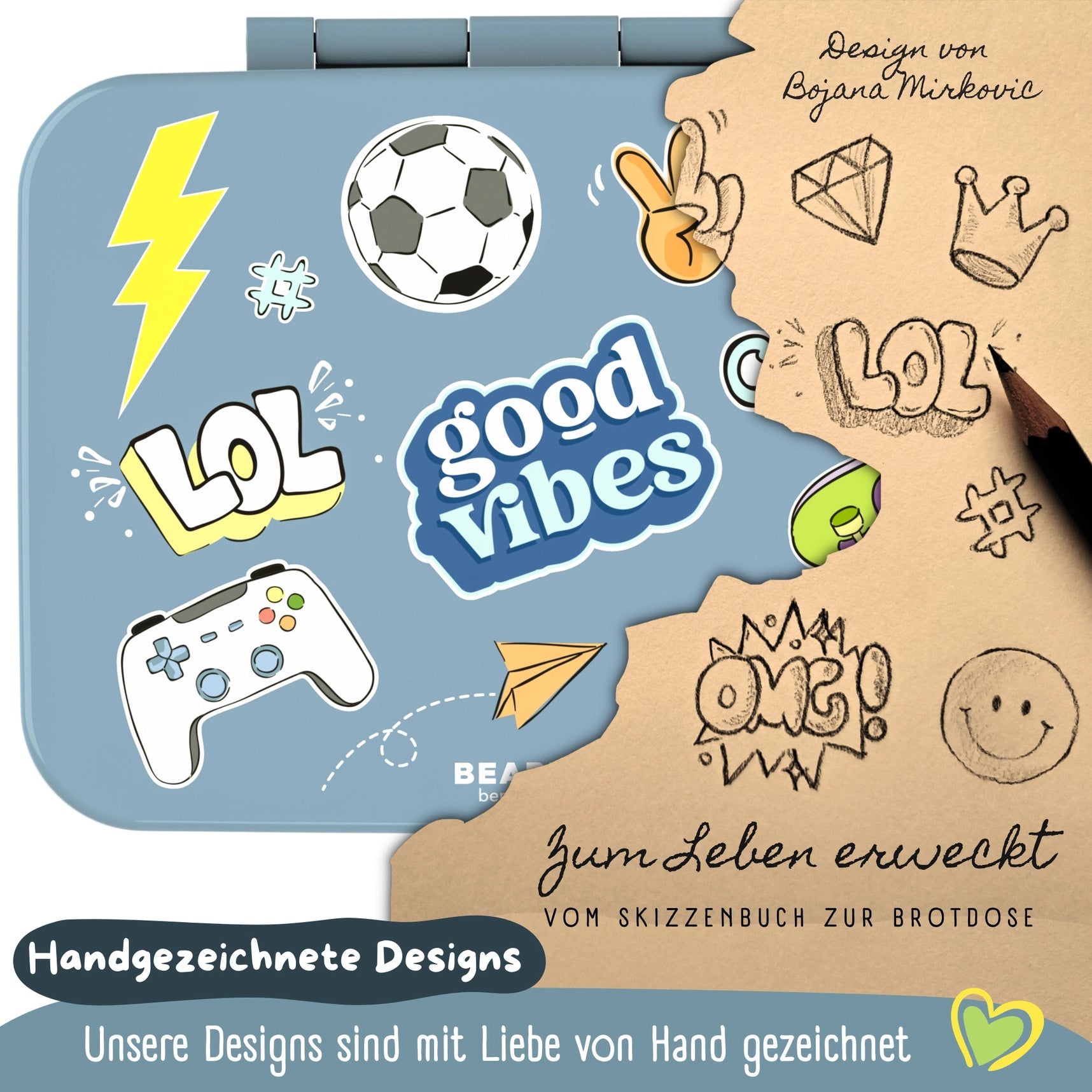 Brotdose "Sticker blau"
