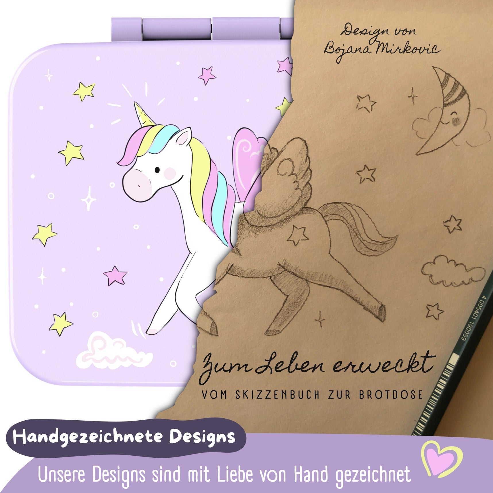 Brotdose "Einhorn lila"