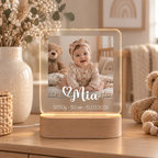 Personalisierte Fotolampe mit Babyfoto und warmem LED-Licht