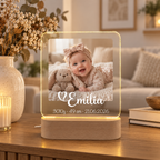 Personalisierte Baby-Fotolampe als Geschenk zur Geburt
