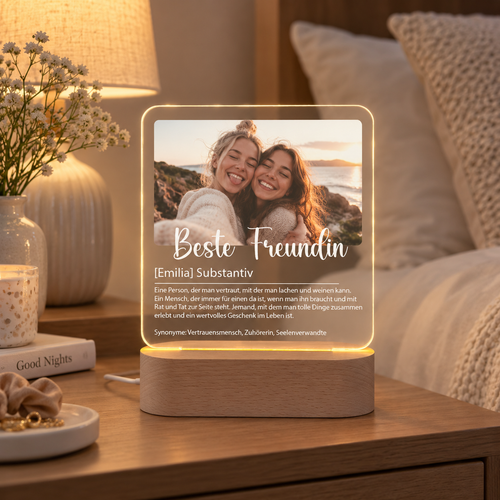 Erinnerungslicht mit Lieblingsfoto als Geschenk für die beste Freundin