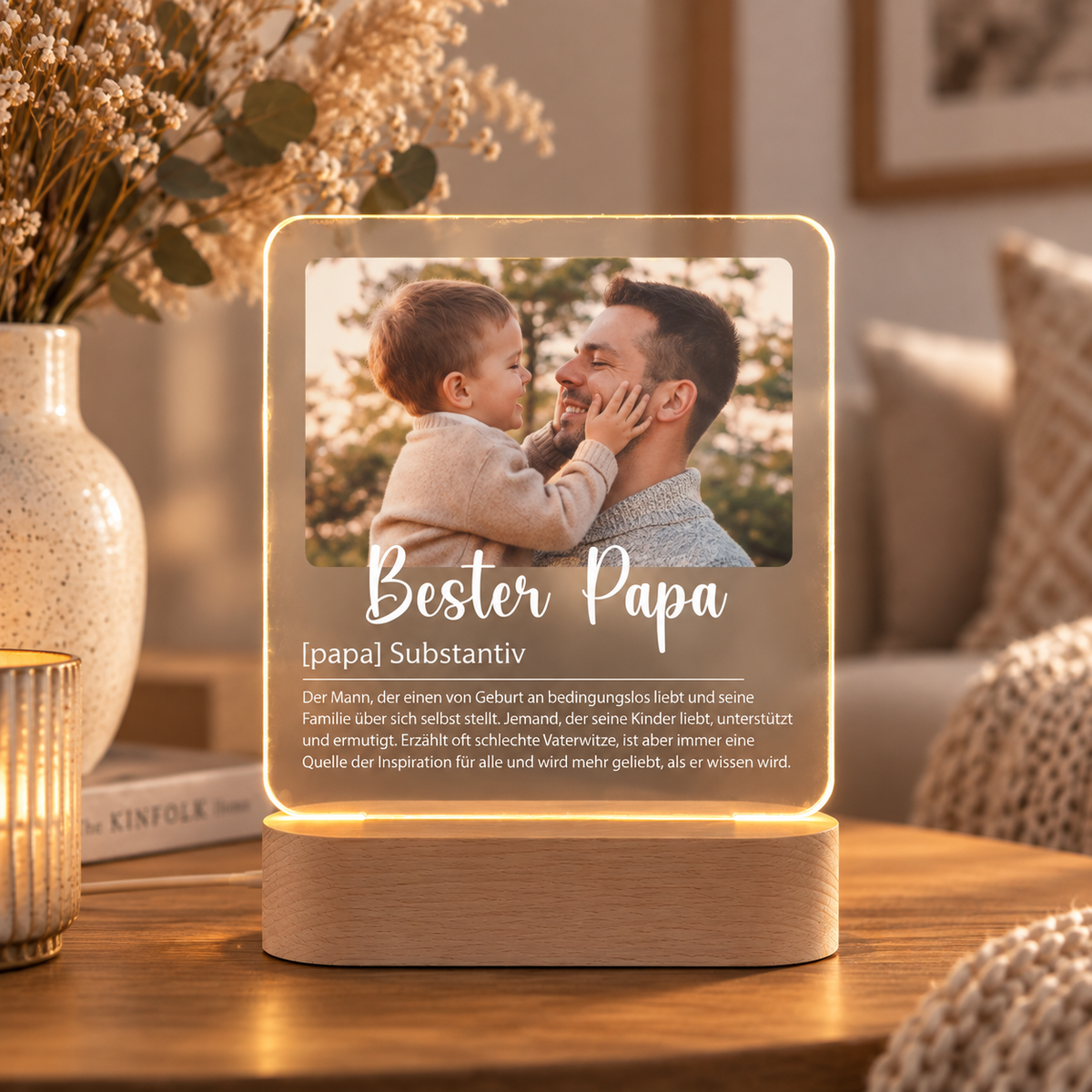 Personalisierte Fotolampe als Geschenk für Papa
