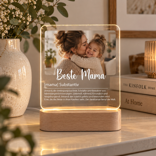 Personalisierte Fotolampe als Geschenk für Mama