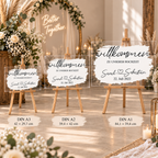 Personalisiertes Hochzeitsschild aus Acrylglas – erhältlich in DIN A3, DIN A2 und DIN A1