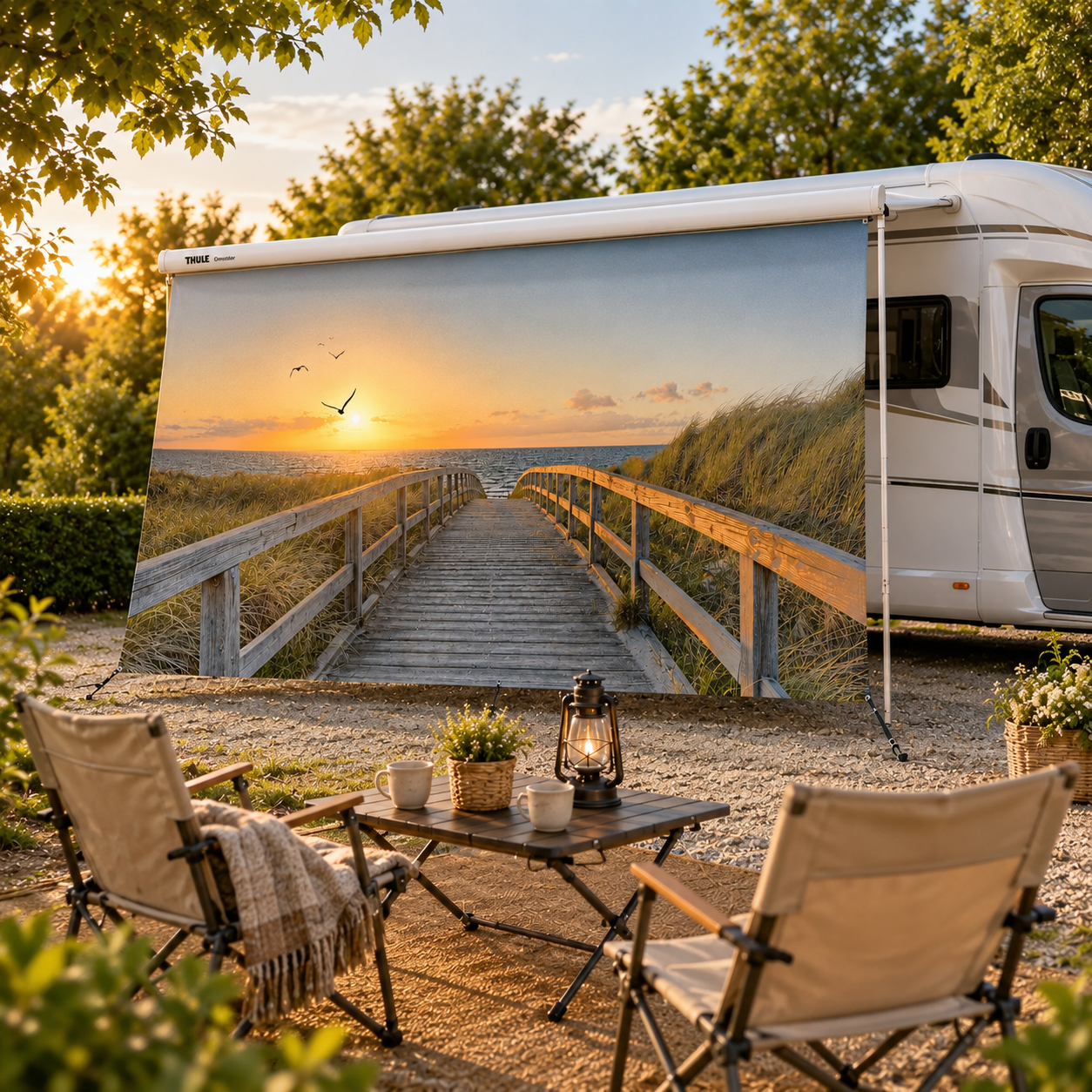 Markisenplane Motiv Steg für Wohnmobil & Wohnwagen
