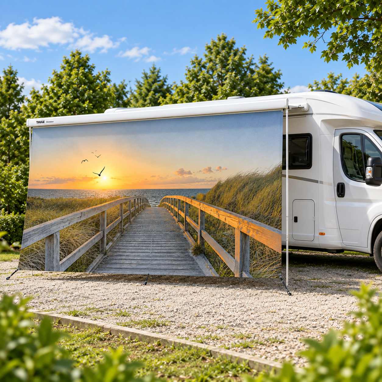 Markisenplane Motiv Steg für Wohnmobil & Wohnwagen