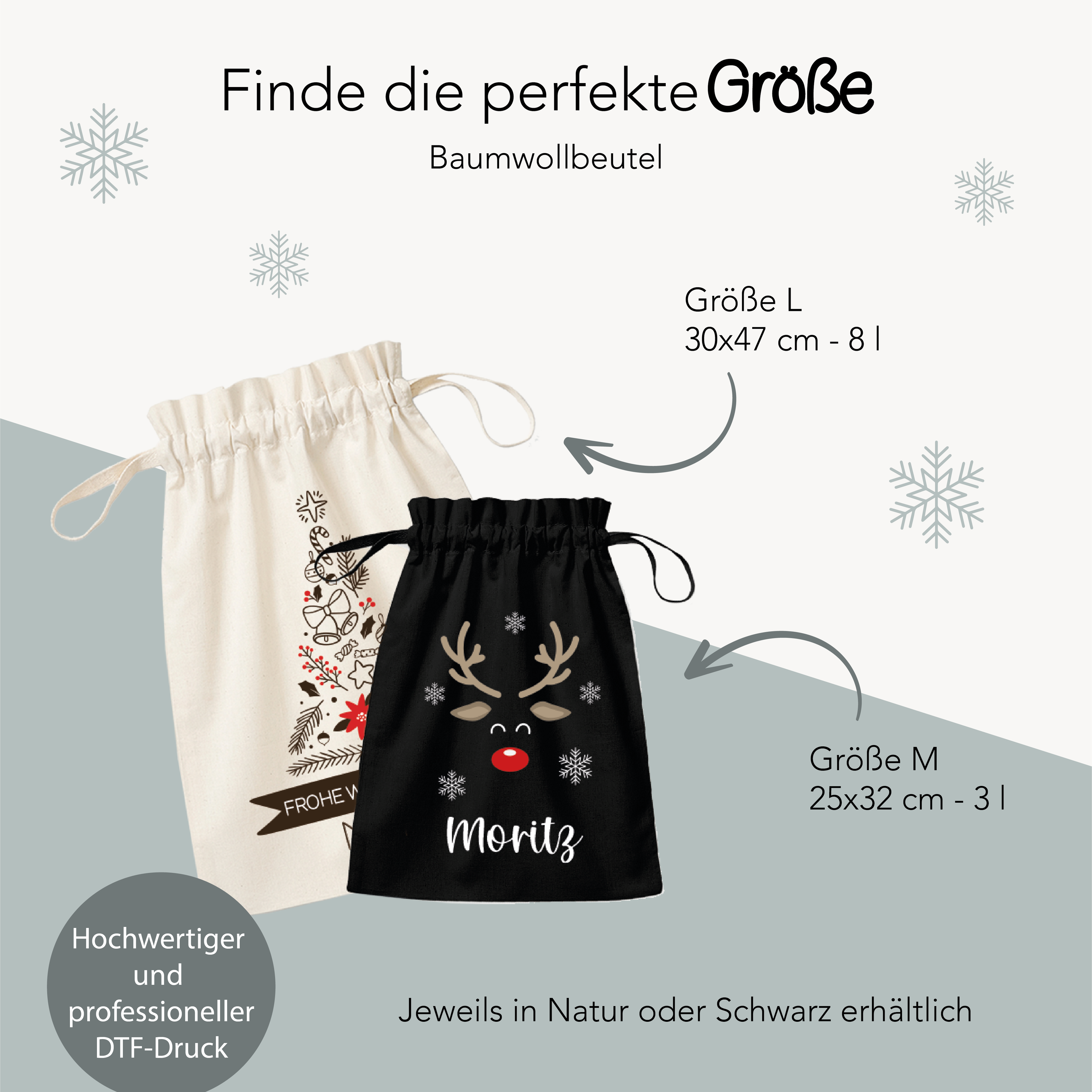 Nikolaussack personalisiert, Motiv: Nikolaus mit Stab