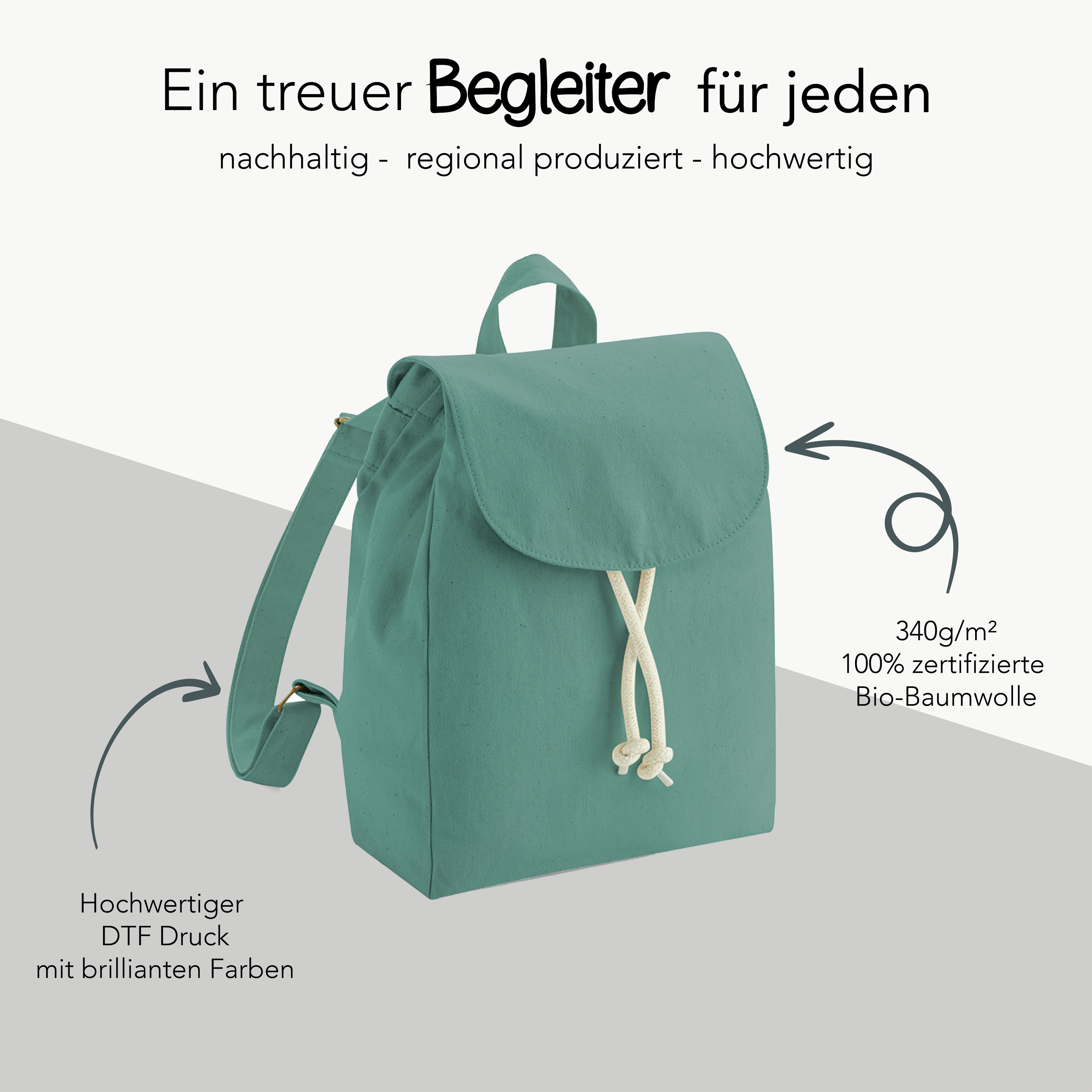 Kinderucksack "Bio Baumwolle" personalisiert