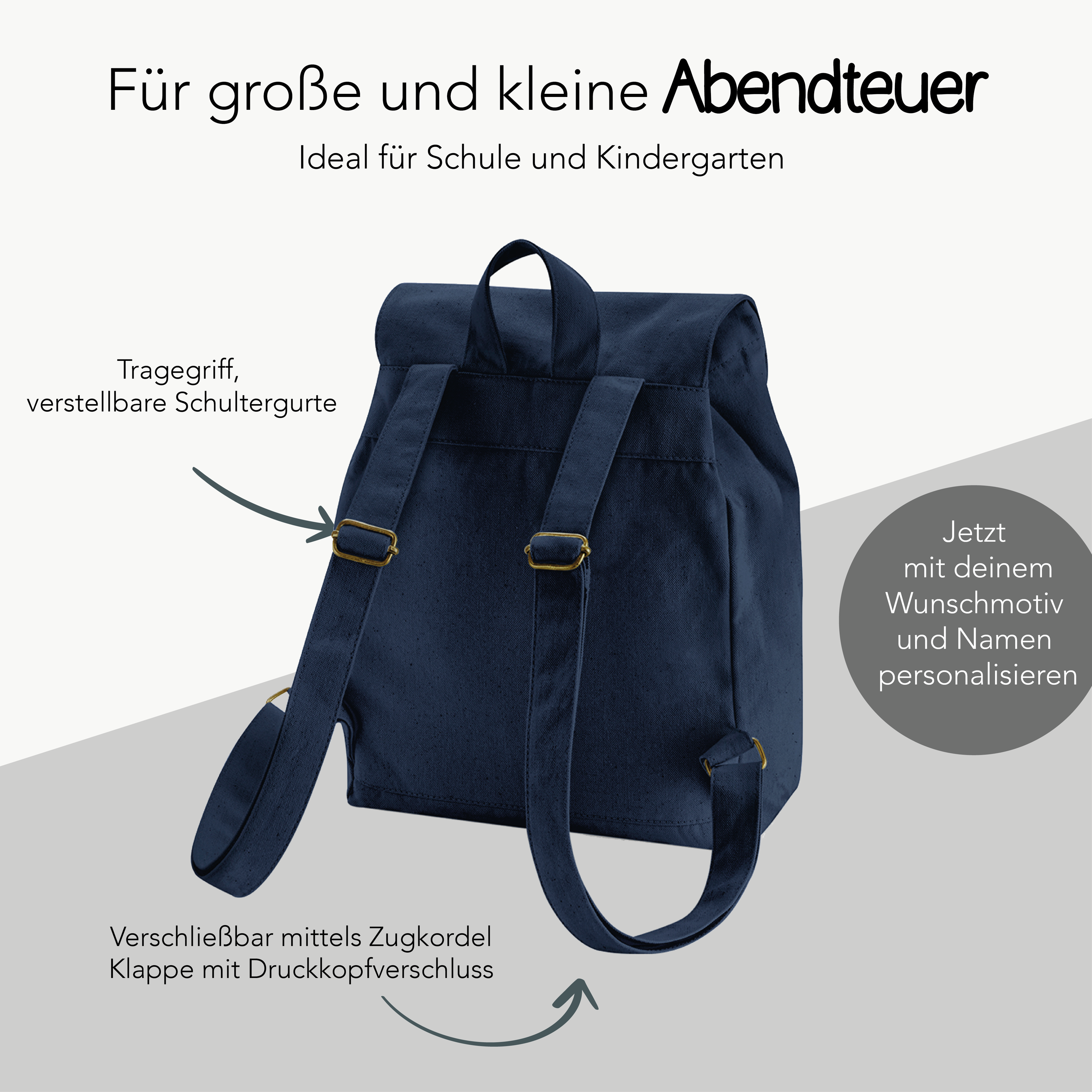 Kinderucksack "Bio Baumwolle" personalisiert