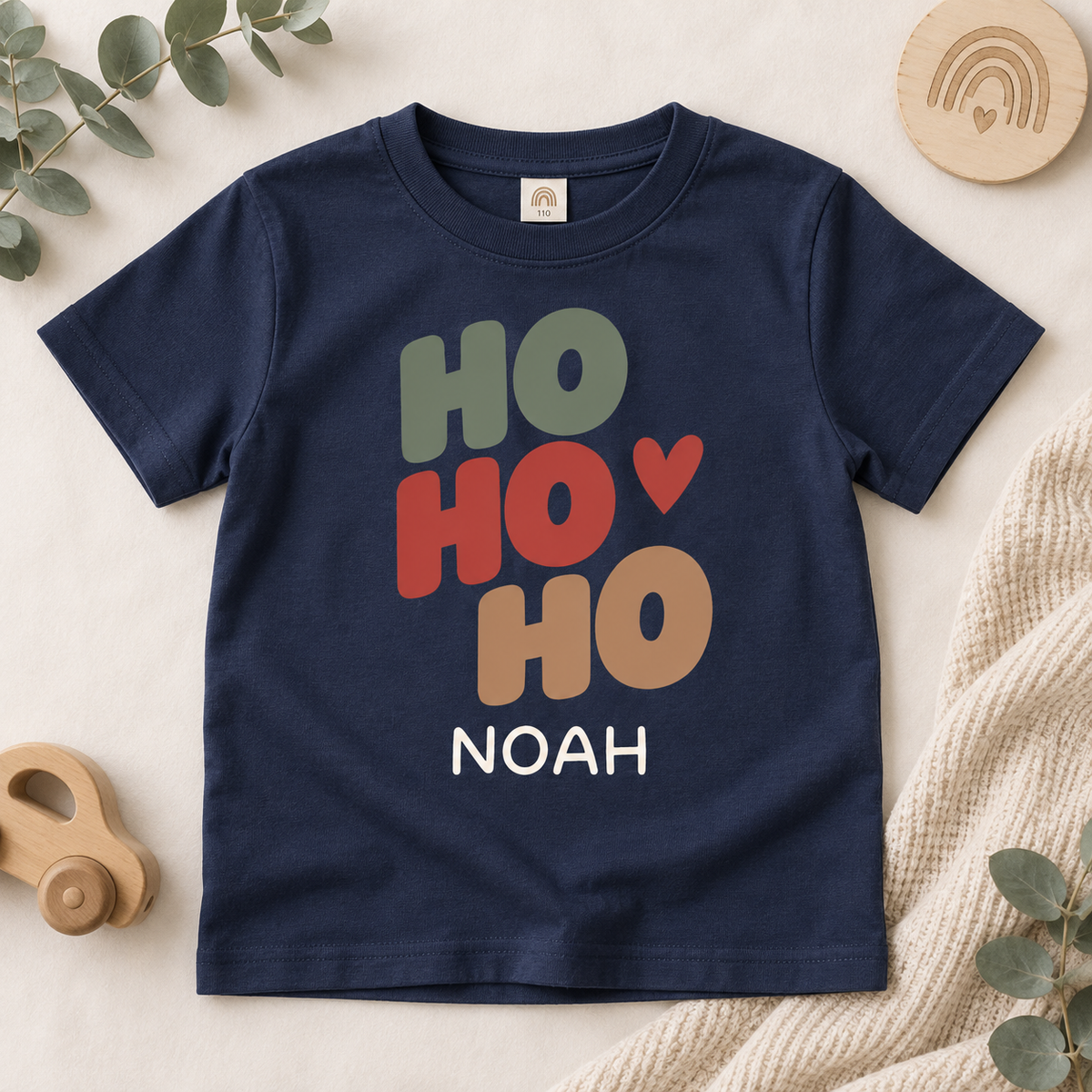 Ho Ho Ho Weihnachts-T-Shirt für Kinder – Produktansicht 10