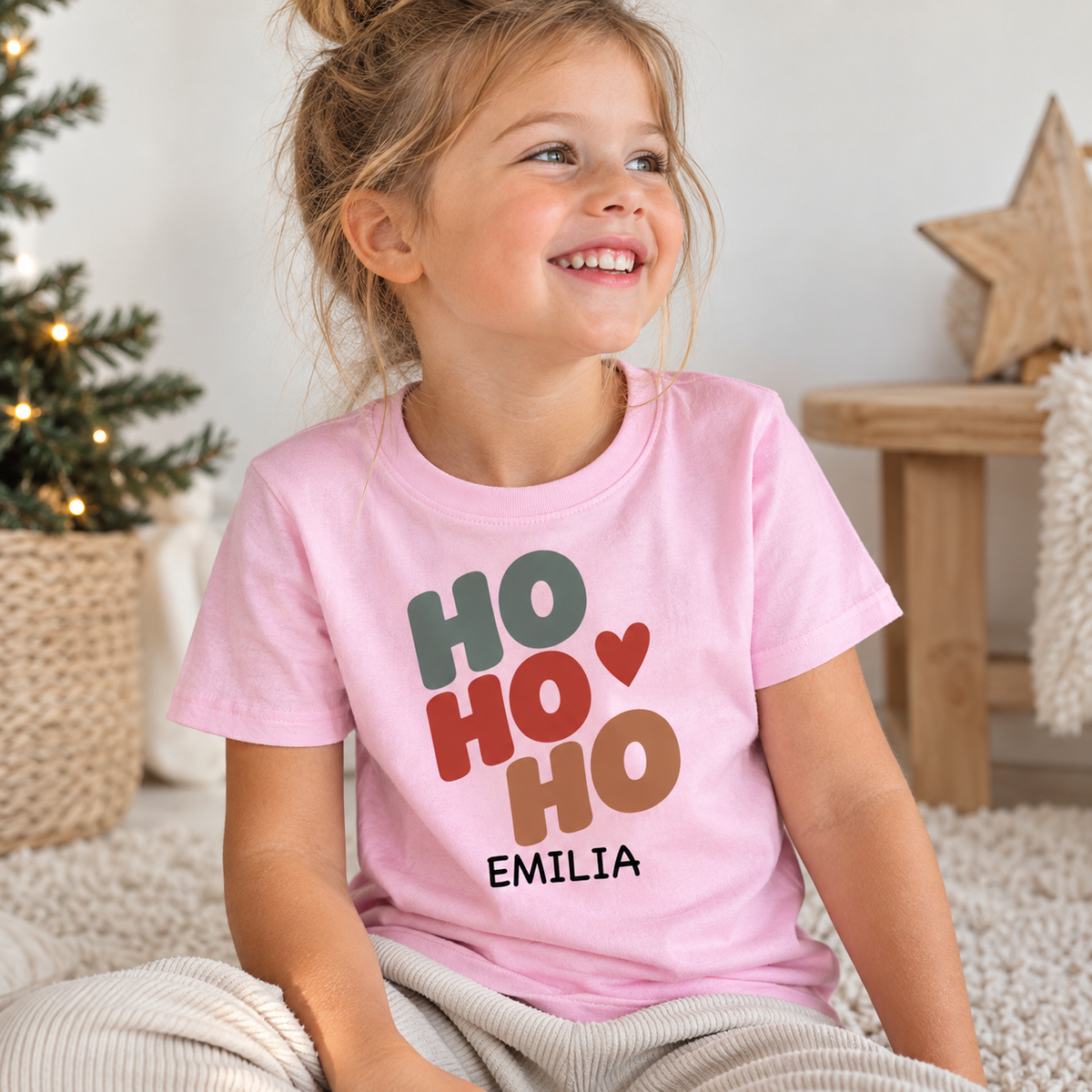 Ho Ho Ho Weihnachts-T-Shirt für Kinder – Produktansicht 4