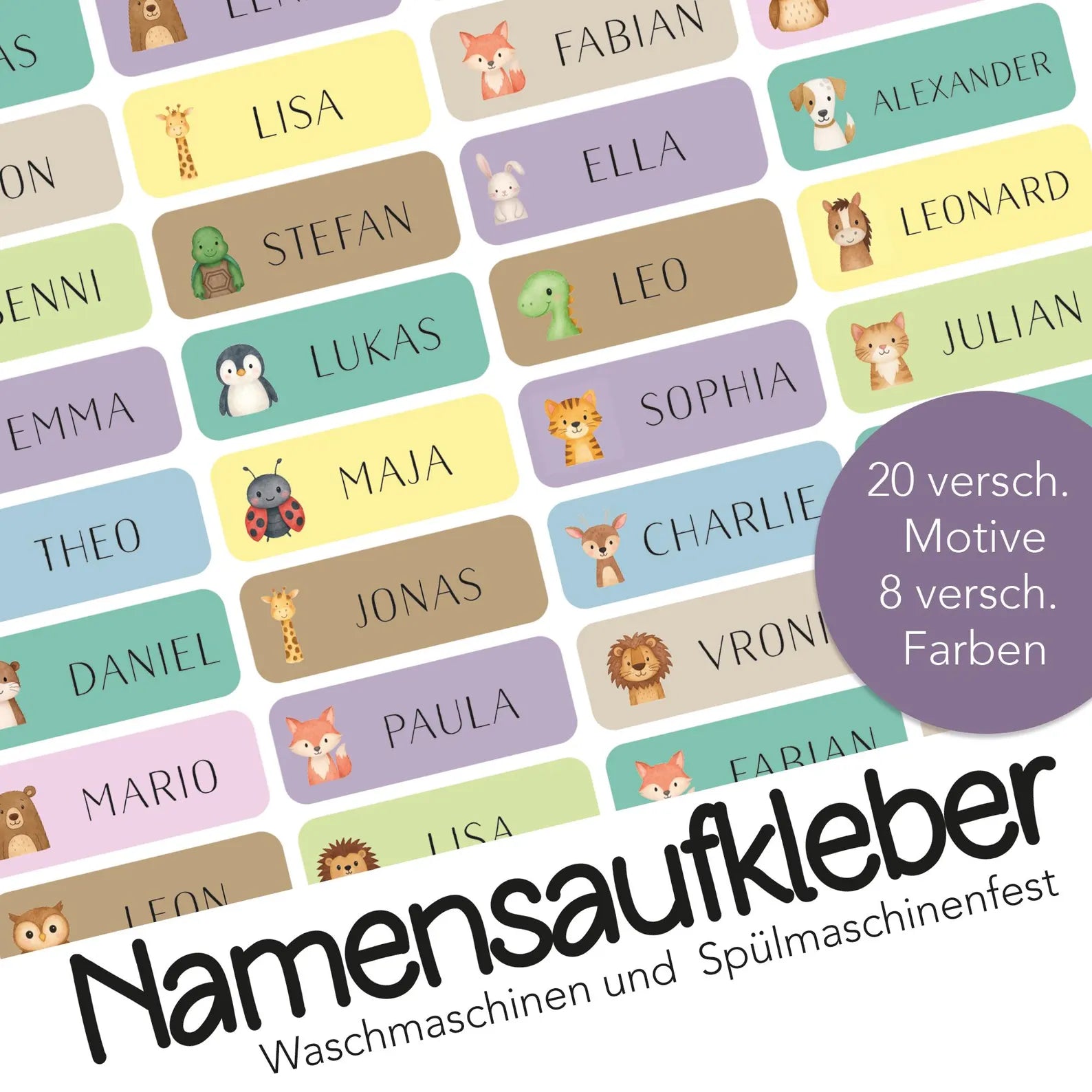 Namensaufkleber "Tiere"