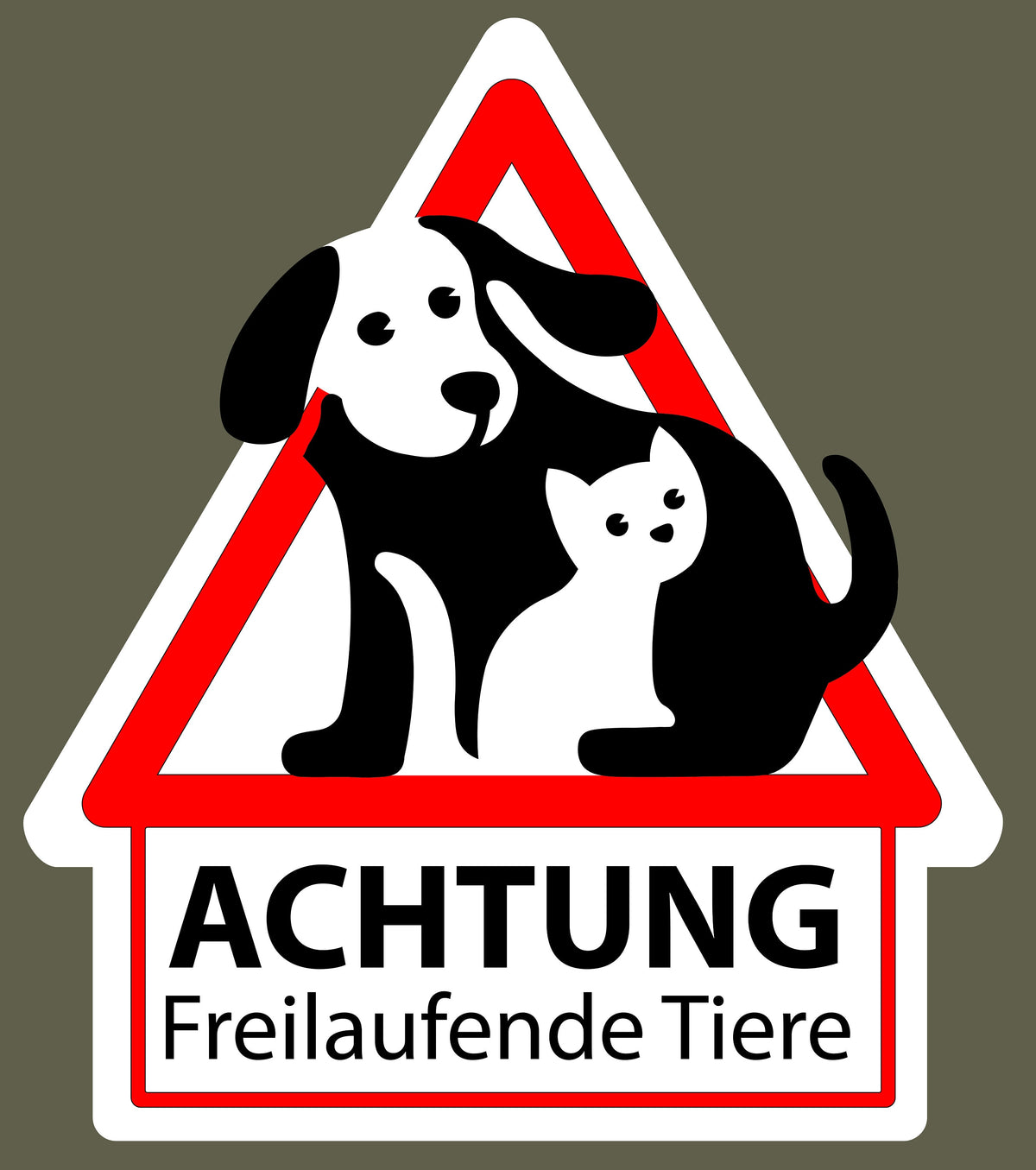 Aluverbund Warnschild freilaufende Tiere für Hof und Stall