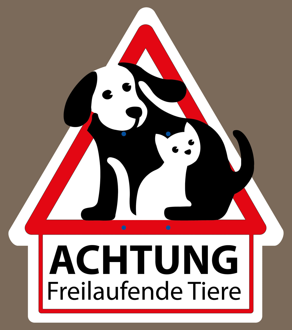 Warnschild Tiere mit optionalen Bohrungen