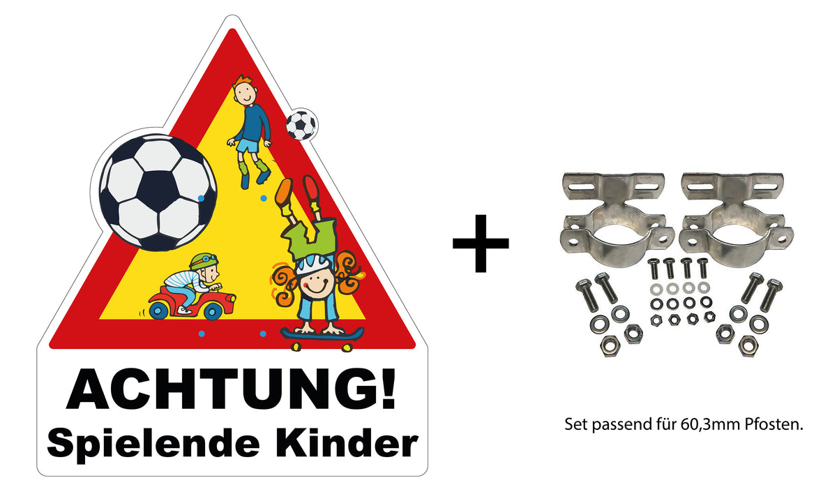 Aluverbund Warnschild Achtung spielende Kinder ca. 44 × 50 cm