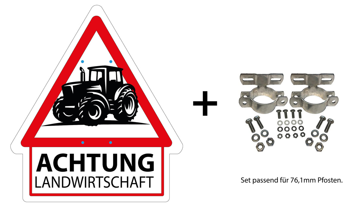 Warnschild Landwirtschaft mit optionaler Pfostenbefestigung