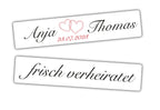 Hochzeitskennzeichen „Frisch verheiratet“, personalisiert für Hochzeitsauto