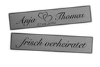 Hochzeitskennzeichen „Frisch verheiratet“ – Silber, personalisiert für Hochzeitsauto