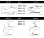 Hochzeitskennzeichen „Just Married“ – Herz Gold, personalisiert für Hochzeitsauto