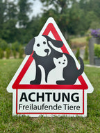 Warnschild freilaufende Tiere auf Französisch
