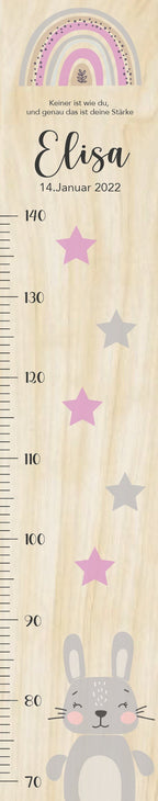 Messlatte Hase Kinder 70-140cm, Messlatte Kinder Holz, Messlatte, Baby, Taufgeschenk, Messlatte personalisiert, Kinderzimmer Deko, Geburt
