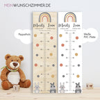 Geschwister Messlatte Hase-Nilpferd, Kinder 70-140cm, Zwillinge, Messlatte Kinder Holz, Taufgeschenk, Personalisiert, Kinderzimmer, Geburt