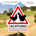 Warnschild Achtung freilaufende Hühner aus 2 mm Aluverbund