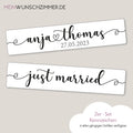 Hochzeitskennzeichen „Just Married“ – Herz, personalisiert für Hochzeitsauto