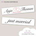 Hochzeitskennzeichen „Just Married“, personalisiert für Hochzeitsauto