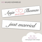 Hochzeitskennzeichen „Just Married“, personalisiert für Hochzeitsauto