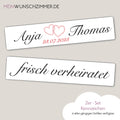 Hochzeitskennzeichen „Frisch verheiratet“, personalisiert für Hochzeitsauto