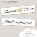 Hochzeitskennzeichen „Frisch verheiratet“, personalisiert für Hochzeitsauto