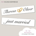Hochzeitskennzeichen „Just Married“, personalisiert für Hochzeitsauto