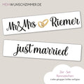 Hochzeitskennzeichen „Just Married“, personalisiert für Hochzeitsauto