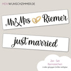 Hochzeitskennzeichen „Just Married“, personalisiert für Hochzeitsauto