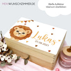Personalisierter Erinnerungsbox-Aufkleber – Motiv Löwe