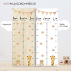 Drillinge Messlatte Afrikatiere Kinder 70-140cm, Drillinge, Messlatte Holz, Baby, Taufgeschenk, Personalisiert, Kinderzimmer, Geburt