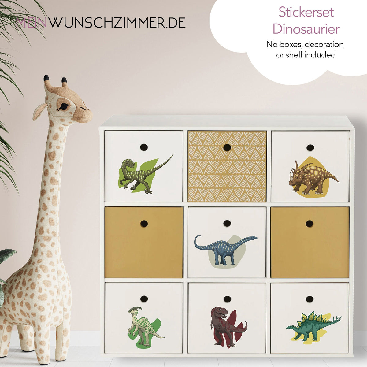 Boxenaufkleber Dinosaurier – 6er Set für Kallax- und Aufbewahrungsboxen