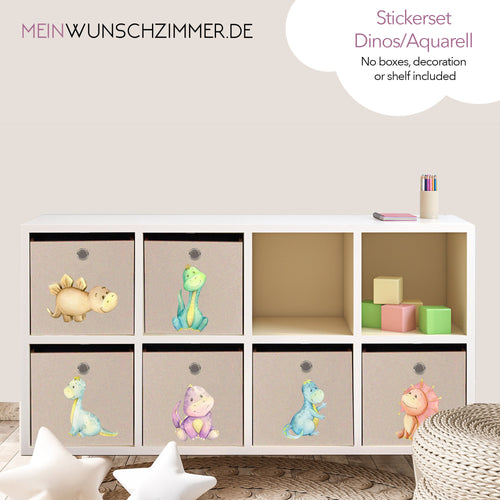 Boxenaufkleber Dinos Aquarell – 6er Set für Kallax- und Aufbewahrungsboxen
