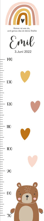 Messlatte Bär Kinder 70-140cm, Messlatte Kinder Holz, Messlatte, Baby, Taufgeschenk, Messlatte personalisiert, Kinderzimmer Deko, Geburt