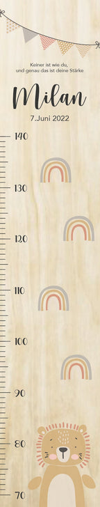 Messlatte Löwe Kinder 70-140cm, Messlatte Kinder Holz, Messlatte, Baby, Taufgeschenk, Messlatte personalisiert, Kinderzimmer Deko, Geburt