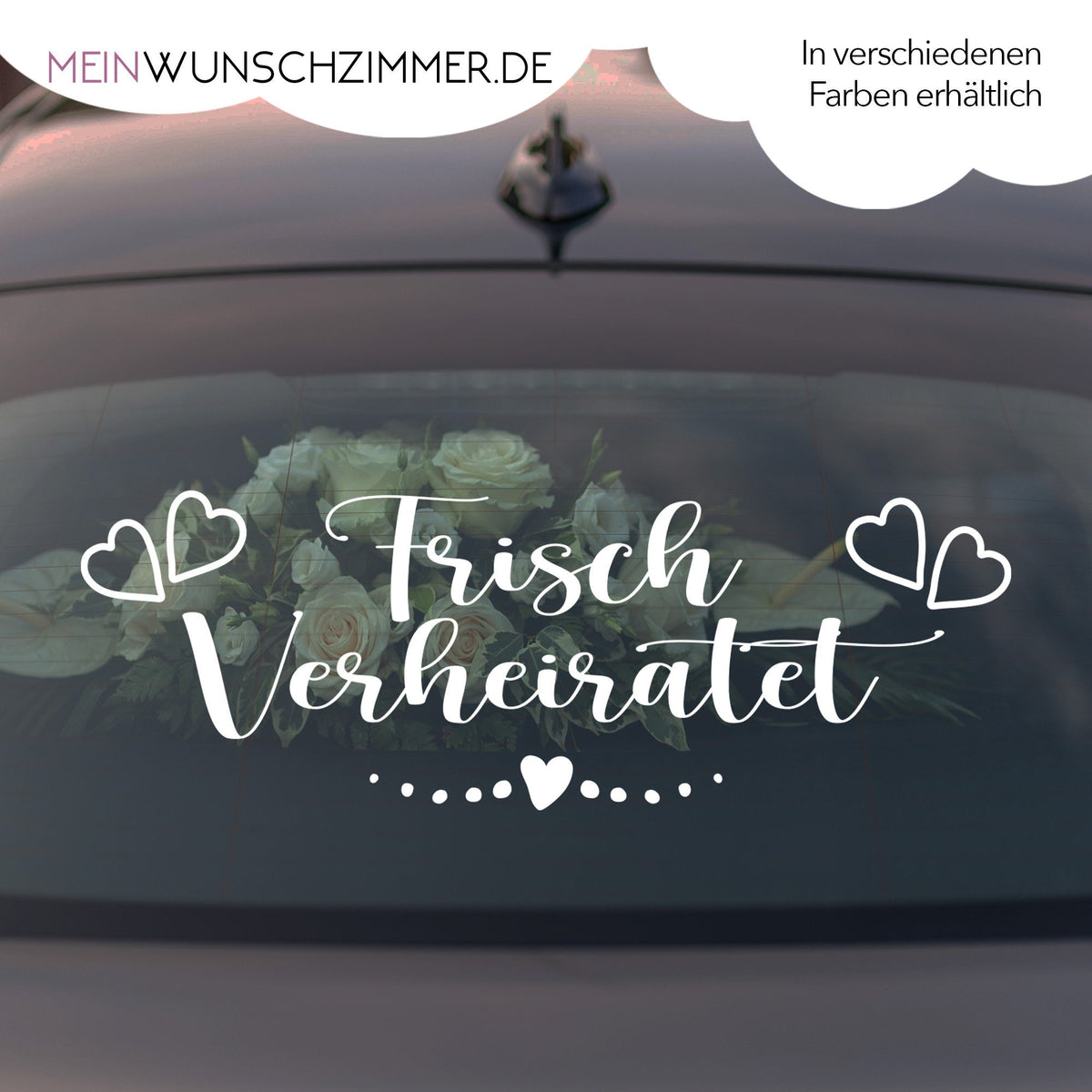 Hochzeitsauto-Aufkleber „Frisch verheiratet“ – Produktansicht 2