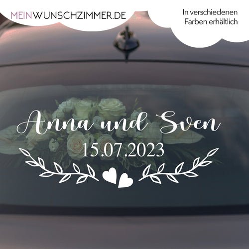 Autocollant voiture de mariage « personnalisé »