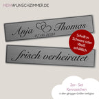 Hochzeitskennzeichen „Frisch verheiratet“ – Silber, personalisiert für Hochzeitsauto