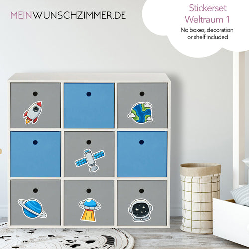 Boxenaufkleber Weltraum – 6er Set für Kallax- und Aufbewahrungsboxen