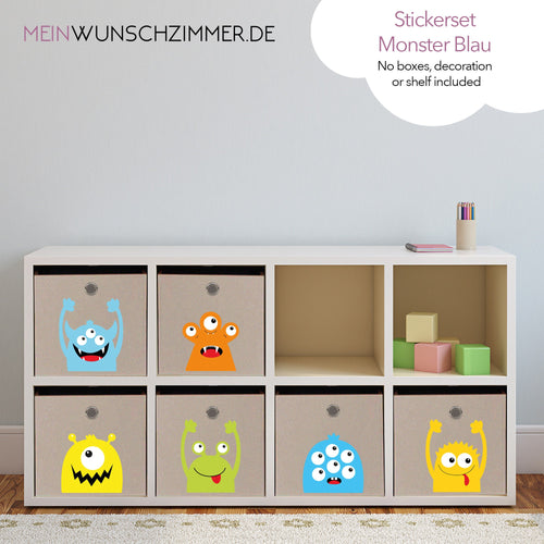 Boxenaufkleber Monster Blau – 6er Set für Kallax- und Aufbewahrungsboxen