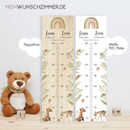 Geschwister Messlatte Wald Kinder 70-140cm, Zwillinge, Messlatte Holz, Baby, Taufgeschenk, Personalisiert, Kinderzimmer, Geburt