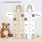 Geschwister Messlatte Maus-Katze Kinder 70-140cm, Zwillinge, Messlatte Holz, Baby, Taufgeschenk, Personalisiert, Kinderzimmer, Geburt